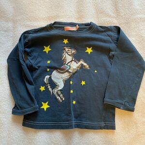 Children's Dark Blue Horse Graphic Long Sleeve Tee